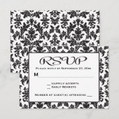 zwart-wit RSVP Damask Floral (Voorkant / Achterkant)