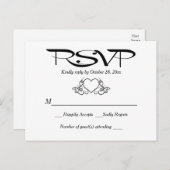 Zwart-wit RSVP Hart Wedding Party Reactie Uitnodiging Briefkaart (Voorkant / Achterkant)