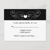 Zwart-wit RSVP Hart Wedding Party Reactie Uitnodiging Briefkaart (Voorkant)