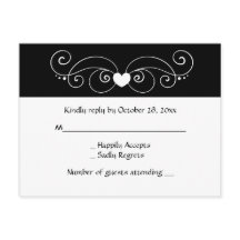 Zwart-wit RSVP Hart Wedding Party Reactie