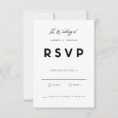 Zwart-wit RSVP-kaart Moderne minimalistische bruil RSVP Kaartje (Voorkant)