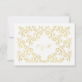Zwart-wit RSVP-kaarten | Gold Swirls-patroon RSVP Kaartje (Achterkant)