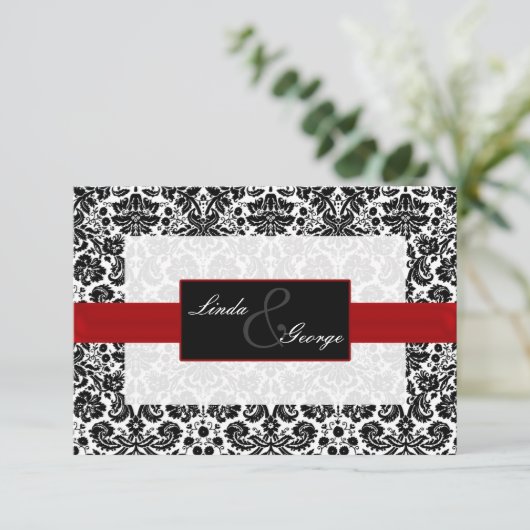 Zwart-wit RSVP-kaarten standaard 3,5 x 5 RSVP Kaartje (Staand voorkant)