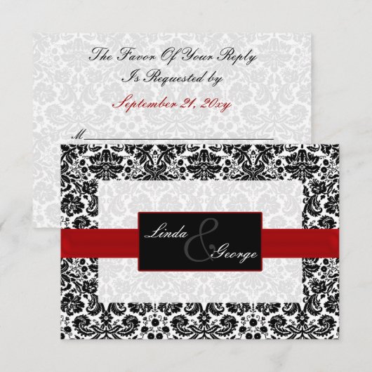 Zwart-wit RSVP-kaarten standaard 3,5 x 5 RSVP Kaartje (Voorkant / Achterkant)