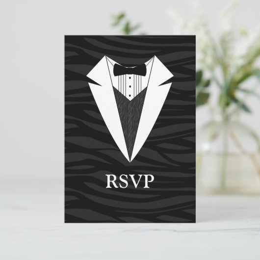 Zwart/wit RSVP Kaartje (Staand voorkant)