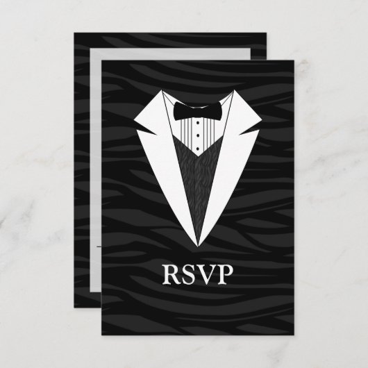 Zwart/wit RSVP Kaartje (Voorkant / Achterkant)