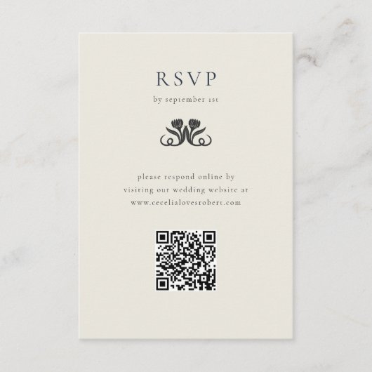 Zwart-wit RSVP met QR-code Behuizing Kaart (Voorkant)