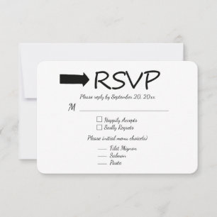 Zwart-Wit RSVP Pijl Huwelijk / Feest Kaartje