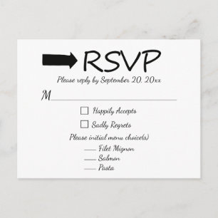Zwart-Wit RSVP Pijl Huwelijk / Feest Uitnodiging Briefkaart