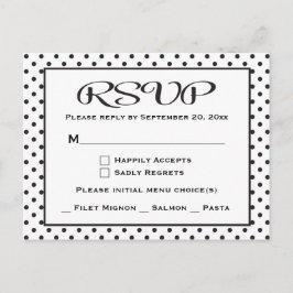 Zwart-wit RSVP Polka Dots Huwelijk / Feest Uitnodiging Briefkaart