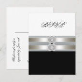 Zwart Wit RSVP Postkaart Uitnodiging Briefkaart (Voorkant / Achterkant)