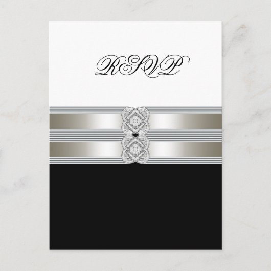 Zwart Wit RSVP Postkaart Uitnodiging Briefkaart (Voorkant)