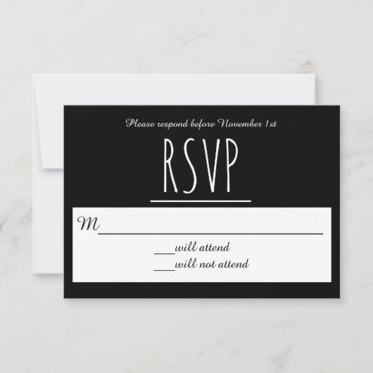 Zwart/Wit RSVP - RSVP Kaart (Voorkant)