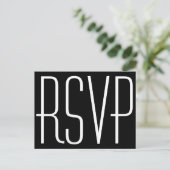 Zwart-wit RSVP Uitnodiging Briefkaart (Staand voorkant)