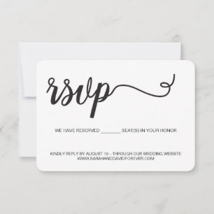 Zwart-wit RSVP-websitekaart zonder mailing RSVP Kaartje