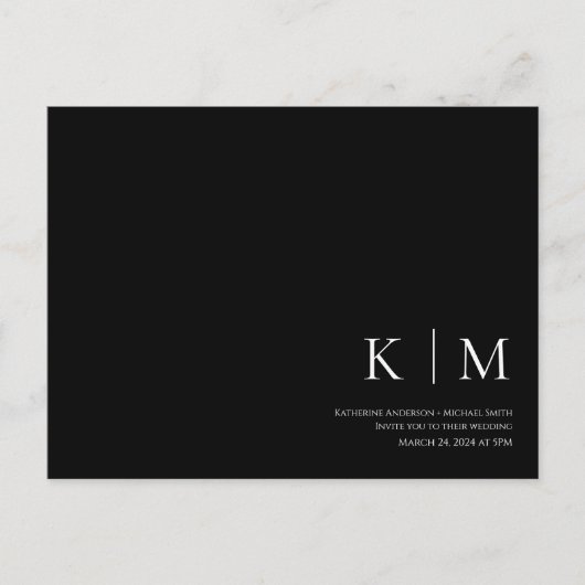 Zwart-wit-RSVP-Wedding- Briefkaart (Voorkant)