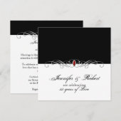 Zwart-Wit Ruby Accent Huwelijksjubileum Kaart (Voorkant / Achterkant)