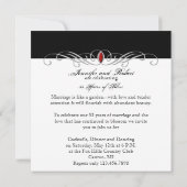 Zwart-Wit Ruby Accent Huwelijksjubileum Kaart (Achterkant)