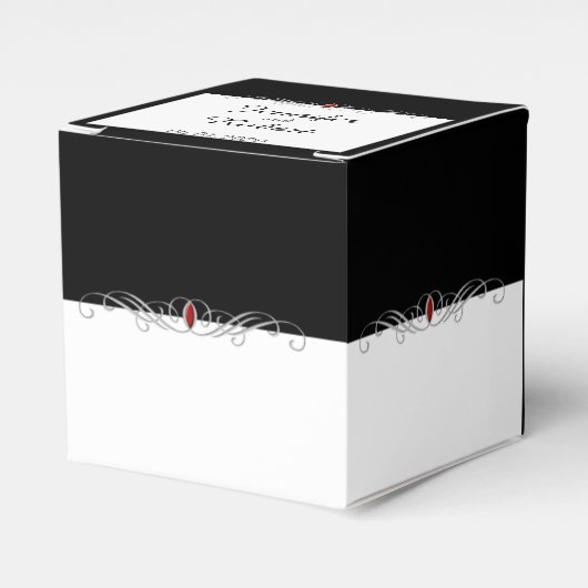 Zwart-wit Ruby Accent Wedding Favor Box Bedankdoosjes (Voorkant Zijde)