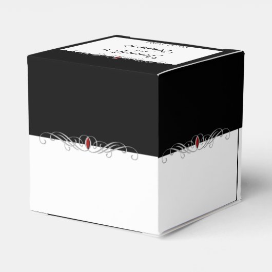 Zwart-wit Ruby Accent Wedding Favor Box Bedankdoosjes (Achterkant)