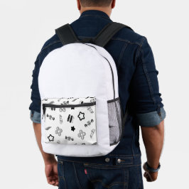 Zwart-wit rugzak Skateboarden Design