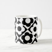 Zwart-wit Ruitenkijkpatroon Koffiemok (Voorkant rechts)