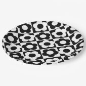 Zwart-wit Ruitenkijkpatroon Papieren Bordje (Gekanteld)