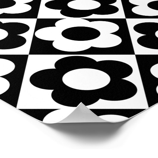 Zwart-wit Ruitenkijkpatroon Poster (Hoek)