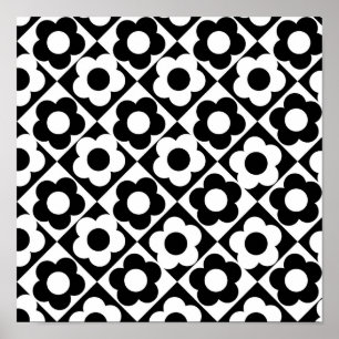 Zwart-wit Ruitenkijkpatroon Poster