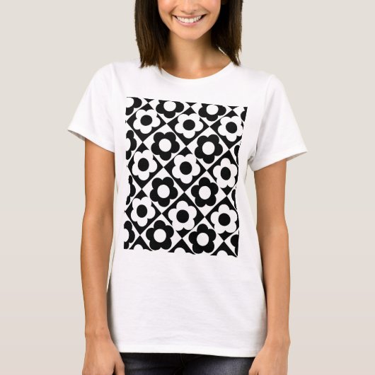 Zwart-wit Ruitenkijkpatroon T-shirt (Voorkant)