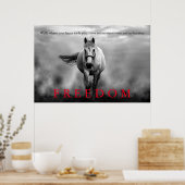 Zwart Wit Running Horse Freedom Inspirerend Poster (Keuken)
