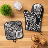 Zwart-wit Runway Mode geïnspireerd Ovenwant & Pannenlap Set (Top down)