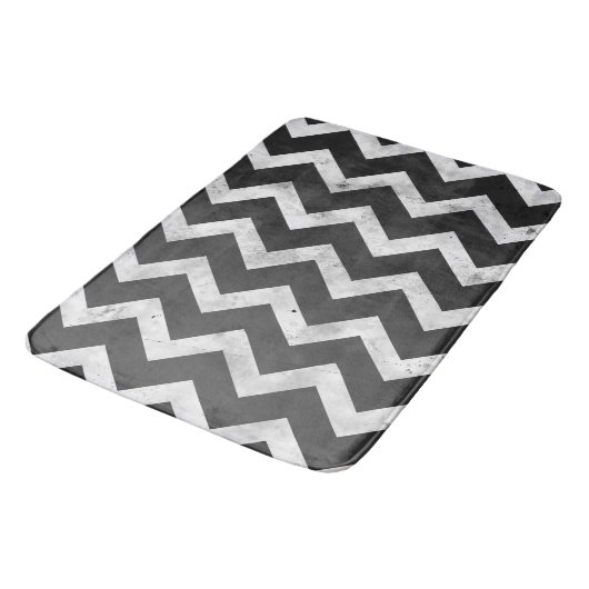 Zwart-wit Rustic Chevron patroon Badmat (Gekanteld)