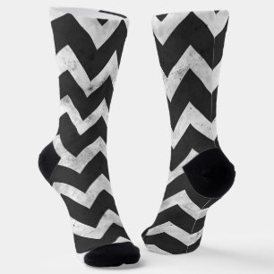 Zwart-wit Rustic Chevron patroon Sokken