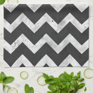 Zwart-wit Rustic Chevron patroon Theedoek