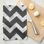 Zwart-wit Rustic Chevron patroon Theedoek (Quarter Fold)