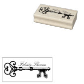 Zwart & Wit Rustiek Antiek  Key Stamp Rubberstempel (Gestempeld)