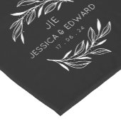 Zwart Wit Rustiek Chique Paar Initialen Elegant Korte Tafelloper (Hoek)