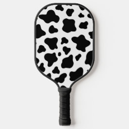 Zwart & wit rustiek faux koeienhuid pickleball paddle