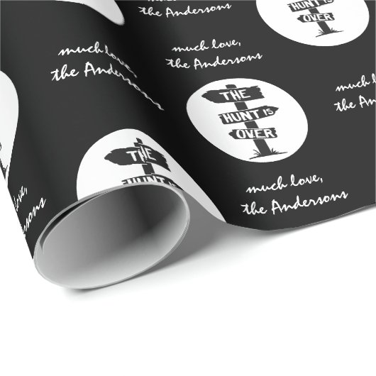 Zwart-wit rustiek gewei De jacht is voorbij Cadeaupapier (Rol Hoek)