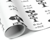 Zwart-wit rustiek gewei De jacht is voorbij Cadeaupapier (Rol Hoek)