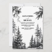 Zwart Wit Rustiek Mountain Forest Bruiloft Kaart (Voorkant)