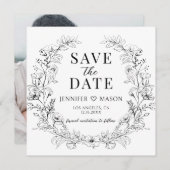 Zwart Wit Rustiek Save the Date Foto Uitnodiging (Voorkant / Achterkant)