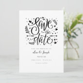 Zwart-wit rustiek script minimalistische bruiloft save the date (Staand voorkant)
