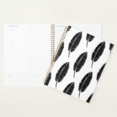 Zwart & Wit Rustiek Veer Linocut Patroon Planner (Display)