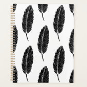 Zwart & Wit Rustiek Veer Linocut Patroon Planner (Voorkant)