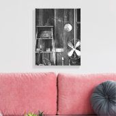 Zwart & Wit Rustieke Cabine Verroest Tin Muur 11x1 Canvas Afdruk (Insitu (Woonkamer))