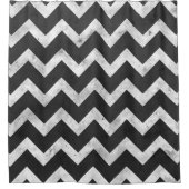 Zwart-wit Rustieke Chevron patroon Douchegordijn (Voorkant)