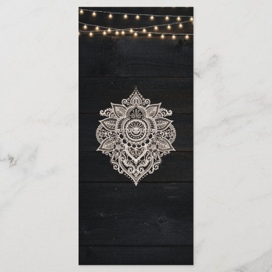 Zwart-wit rustieke Elegance Menu Kaart (Achterkant)