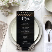 Zwart-wit rustieke Elegance Menu Kaart